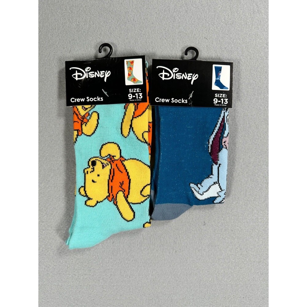 Disney Winnie The Pooh & Eeyore Crew Socks Lot of 2 Women Size 9-13 NWT Cartoon